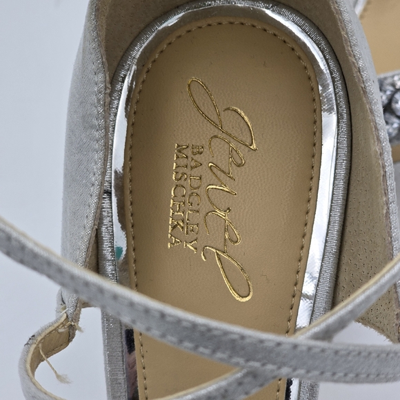 Jewel Badgley Mischka Penny Crystal Embellished Block Heels, Silver, Size 11 - Picture 6 of 16